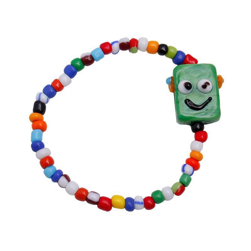 Cartoon little monster color beaded ceramic bracelet female niche design net red bracelet ins tide does not fade jewelry
