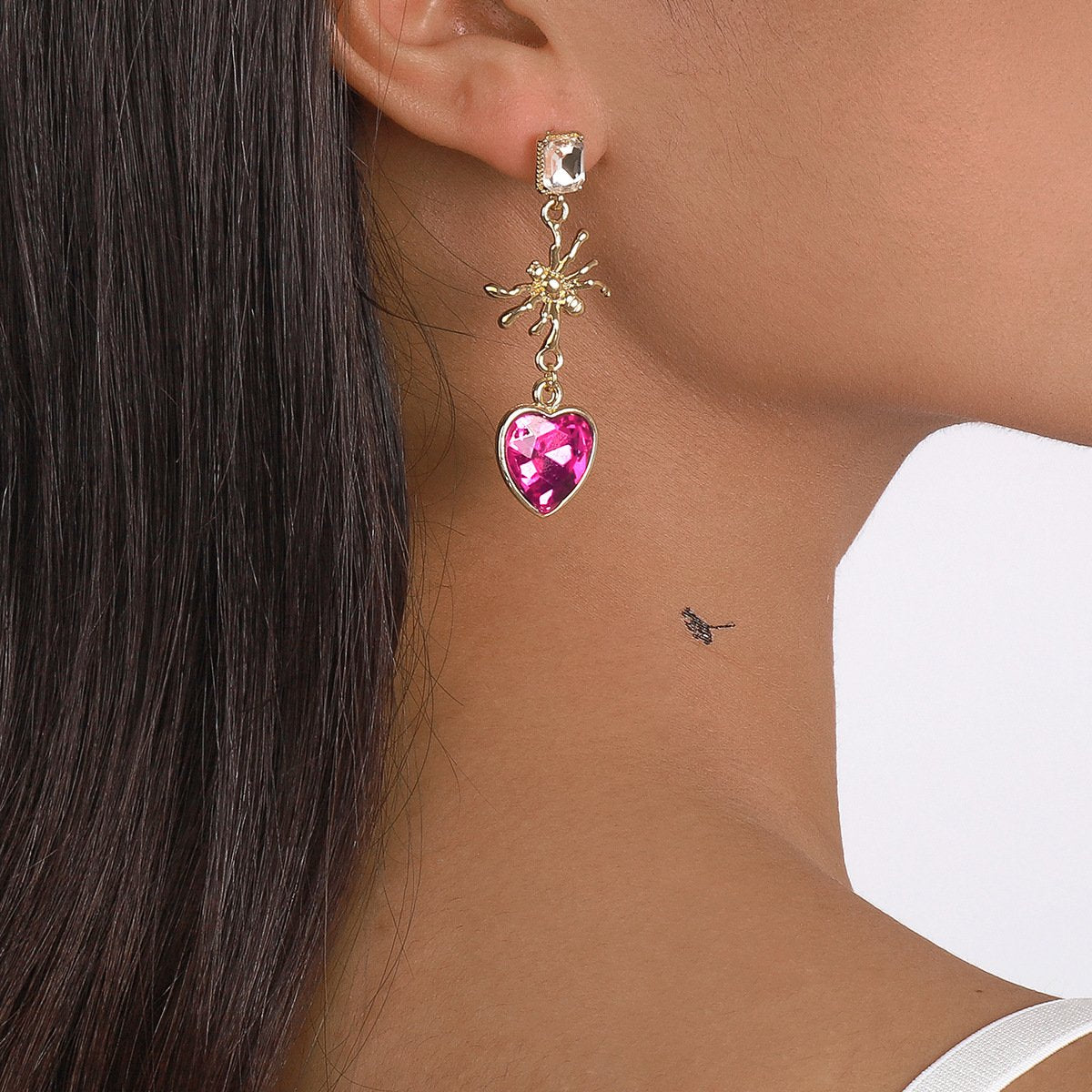 E9984 Jewelry rhinestone spider Halloween element earrings punk personality love exaggerated earrings female
