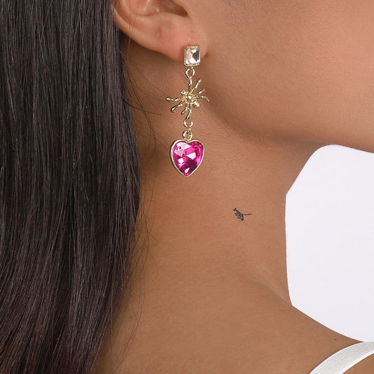 E9984 Jewelry rhinestone spider Halloween element earrings punk personality love exaggerated earrings female