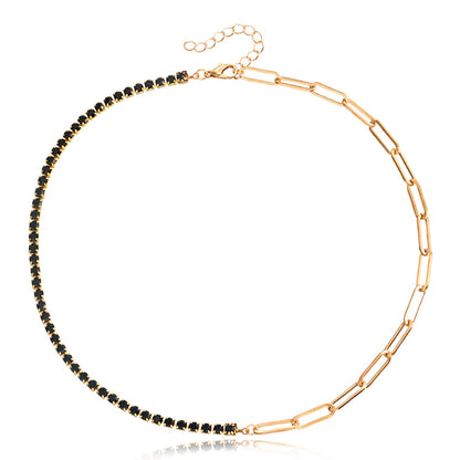 Jewelry claw chain micro-inlaid colored diamond necklace necklace female wild ins niche design hot girl necklace