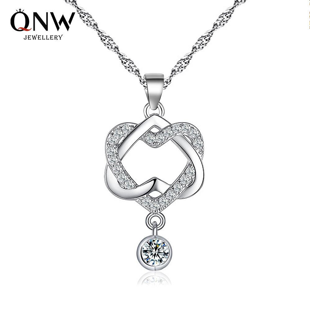 Jewelry heart-to-heart pendant clavicle chain love concentric knot necklace Valentine's Day gift