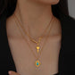 Fashionable Personality Stackable Stainless Steel Necklace Versatile Golden Key Songhua Stone Double Layer Necklace