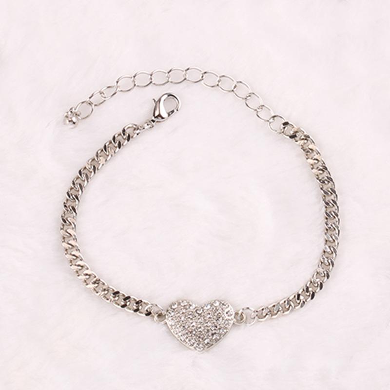 Jewelry fashion simple flash diamond peach heart ins tide sweater personality clavicle chain bracelet