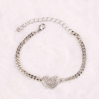 Jewelry fashion simple flash diamond peach heart ins tide sweater personality clavicle chain bracelet