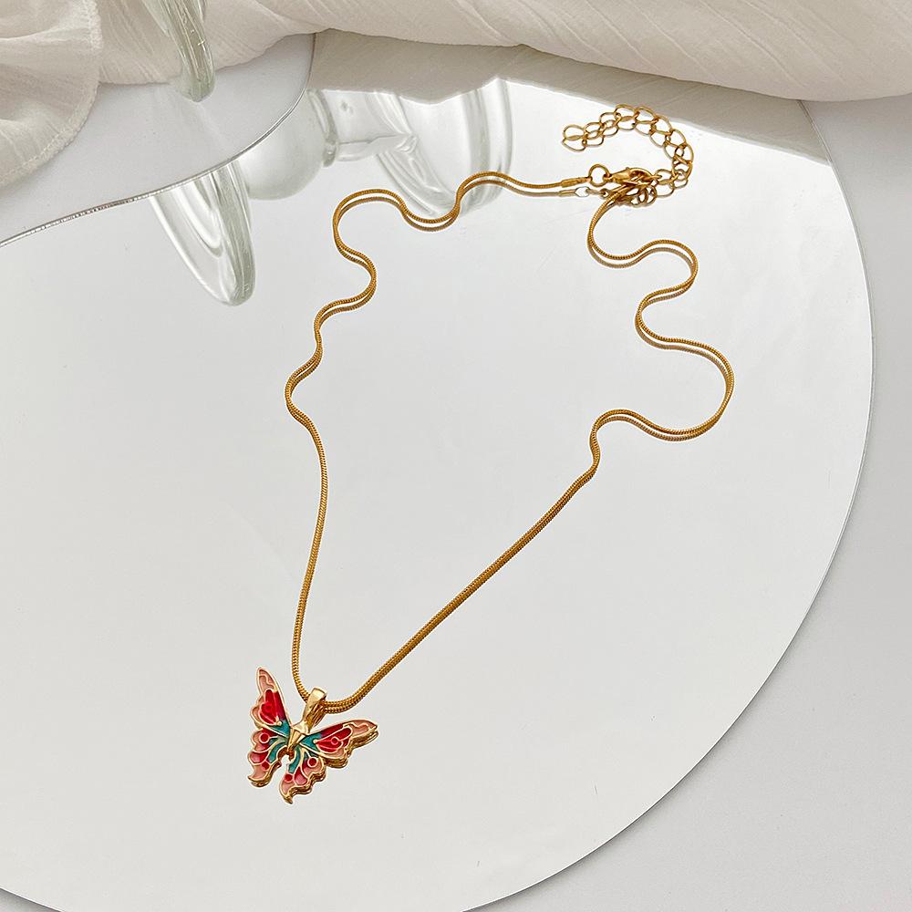 Barbie Princess Necklace Rainbow Fairy Dream Wonderland with the same clavicle chain ins Symphony Oil Drip Butterfly Necklace