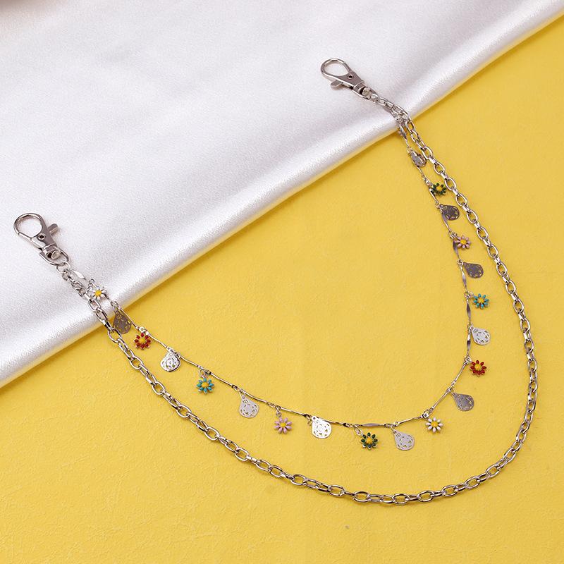 Double Pants Chain Retro Acrylic Flower Accessories Unisex Hipster Jeans Chain Pack