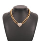 N865 Exaggerated Thick Chain Necklace Diamond Geometric Love Fashion Necklace Street Style Trendy Hip Hop Necklace