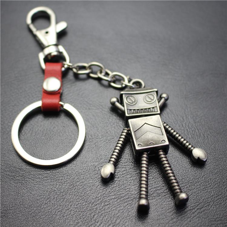 Robot Robot Alloy Pendant Keychain Ancient Silver Key Ring Jewelry Accessories Bag Pendant