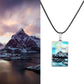 Creative Handmade Snow Mountain Lake Square Pendant Fashion Aurora Phantom Scenery Resin Wax Rope Necklace
