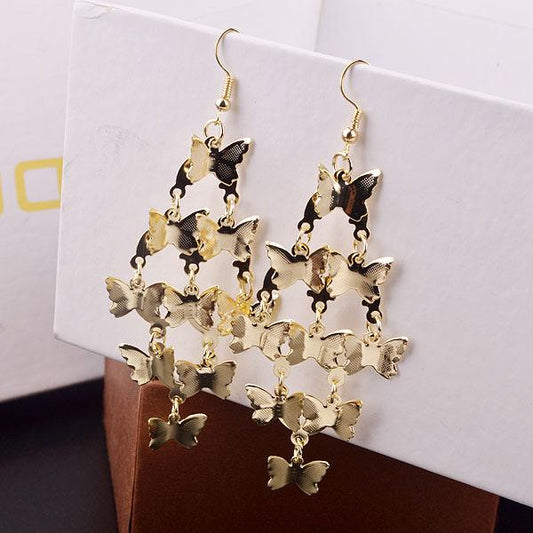 Long Rhombus Shiny Surface Bowknot Earrings Earrings Zinc Alloy Fashion Earrings