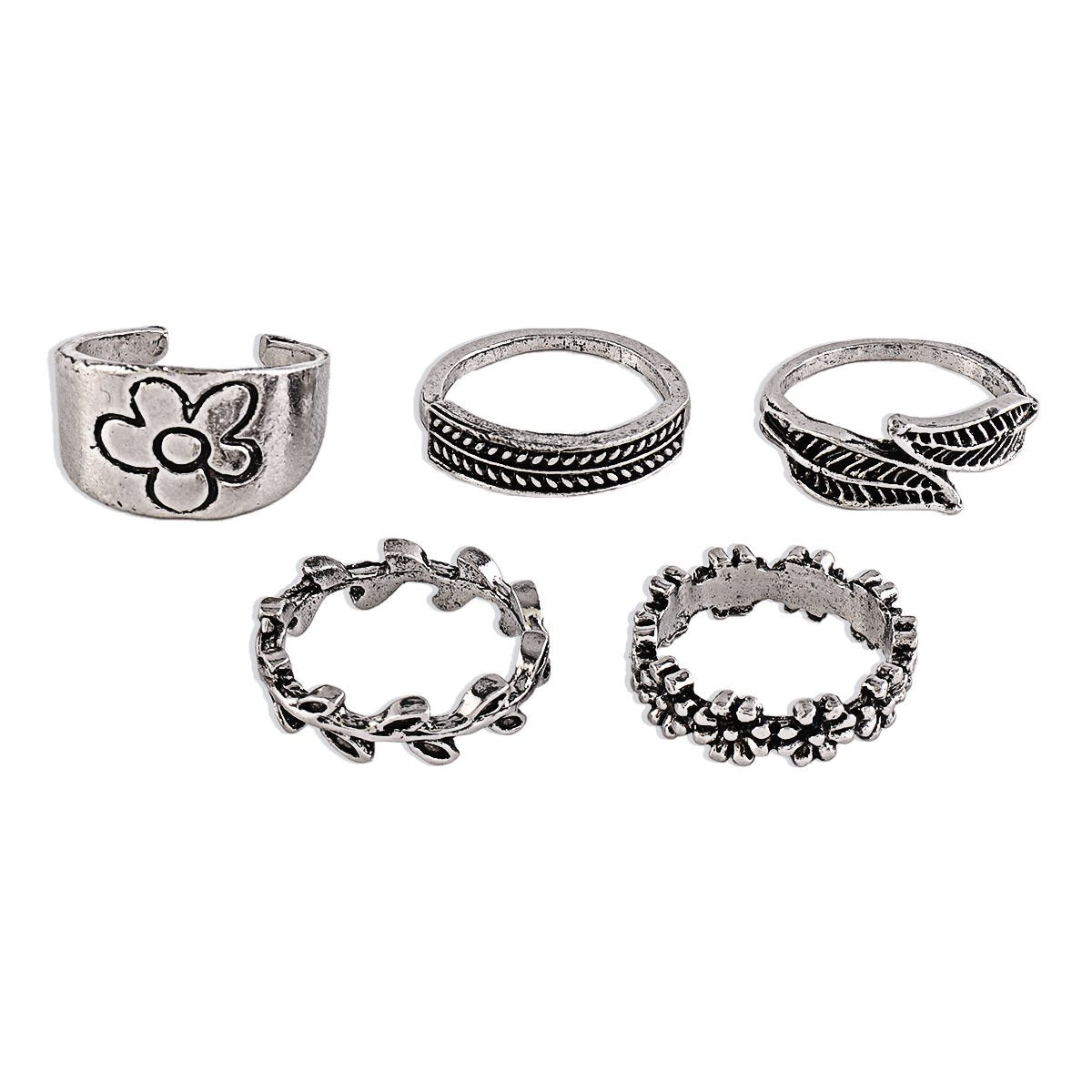 R767 jewelry simple metal retro ring carved flowers and leaves net red joint ring ring