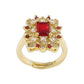 ZR153 Geometric Ring Female Net Red Atmosphere Retro Copper Zircon Square Palace Personality Ring