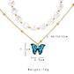 Niche Super Fairy Blue Butterfly Pendant Versatile Temperament Special Shaped Pearl Necklace Fashion Double Stacked Necklace