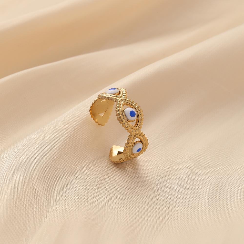 Minority design sense indifferent ladies stainless steel drop opening ring drop oil eye ring personalized fashion titanium steel ring