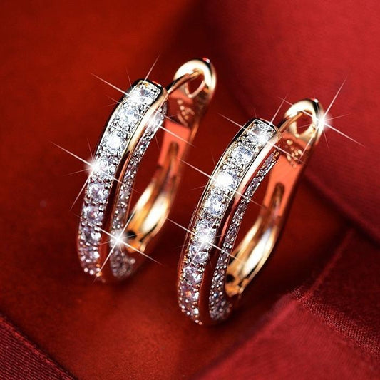 Explosive fashion jewelry full of diamonds light luxury niche design ear clip female earrings jewelry