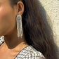 Jewelry Temperament Cold Imitation Pearl Chain Tassel Earrings Retro Versatile Double Ring Earrings Women