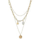 Fashion Simple Alloy Shaped Pearl Pendant Necklace Multilayer Chain Necklace Accessories