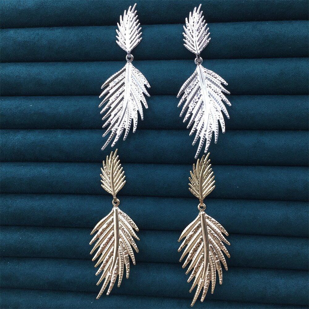Summer cool geometric double leaf earrings night party exaggerated atmosphere jewelry