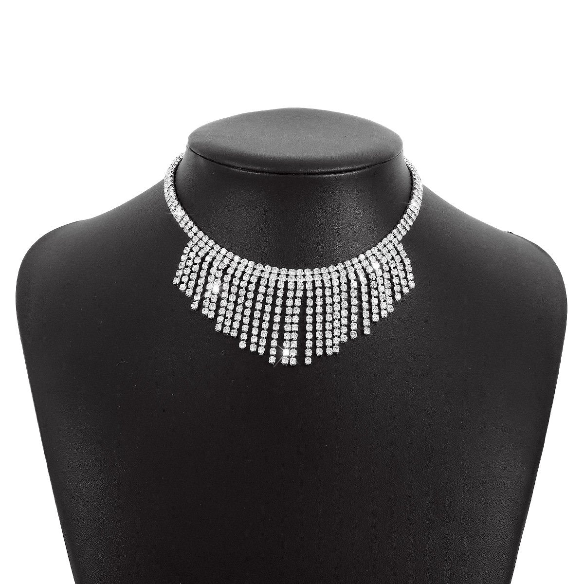 N1553 Claw Chain Tassel Necklace Night Shining Rhinestone Geometric Necklace Exaggerated Vintage Necklace