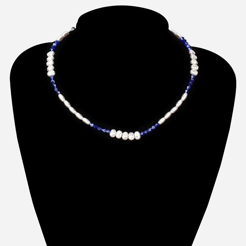 Simple Bohemian Pearl Necklace Stainless Steel Niche Design Glass Crystal Beads Beaded Clavicle Chain