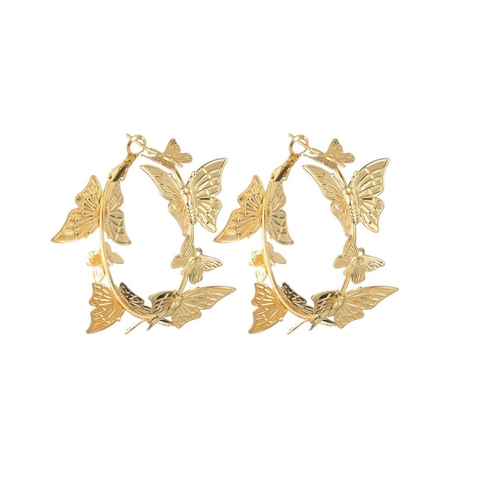 Jewelry Personality Trend Circle Butterfly Earrings Ins Fashion Pop Earrings