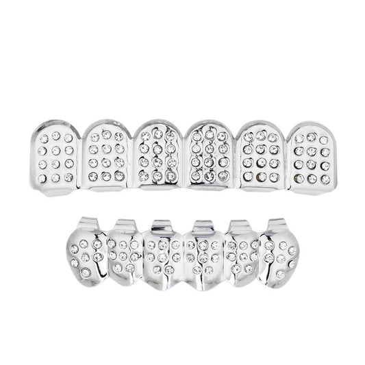 HIPHOP full diamond metal hip hop poker shape braces fashion trend rock denture jewelry