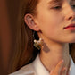 ins simple geometric pearl earrings French light luxury creative glossy square ear hanging net red exaggerated ear buckle
