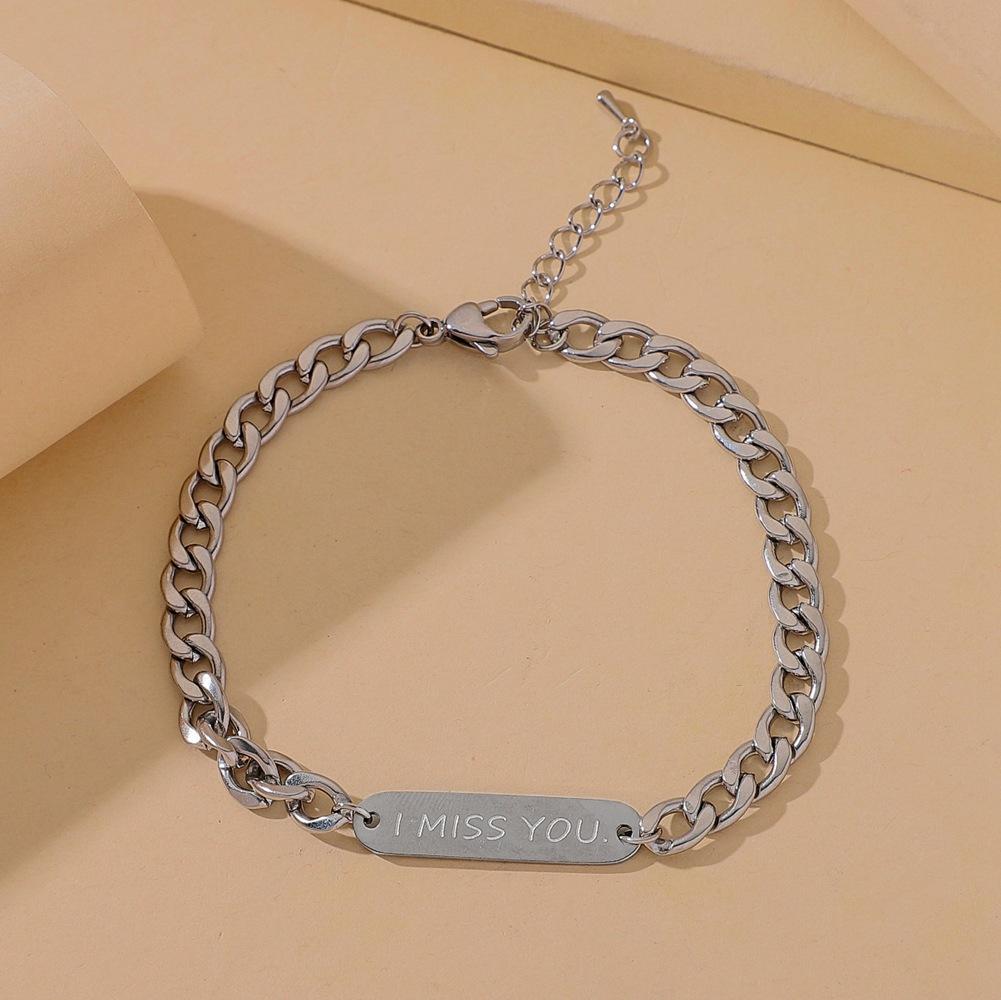 ins titanium steel bracelet cold IMISSYOU letter bracelet bracelet jewelry female