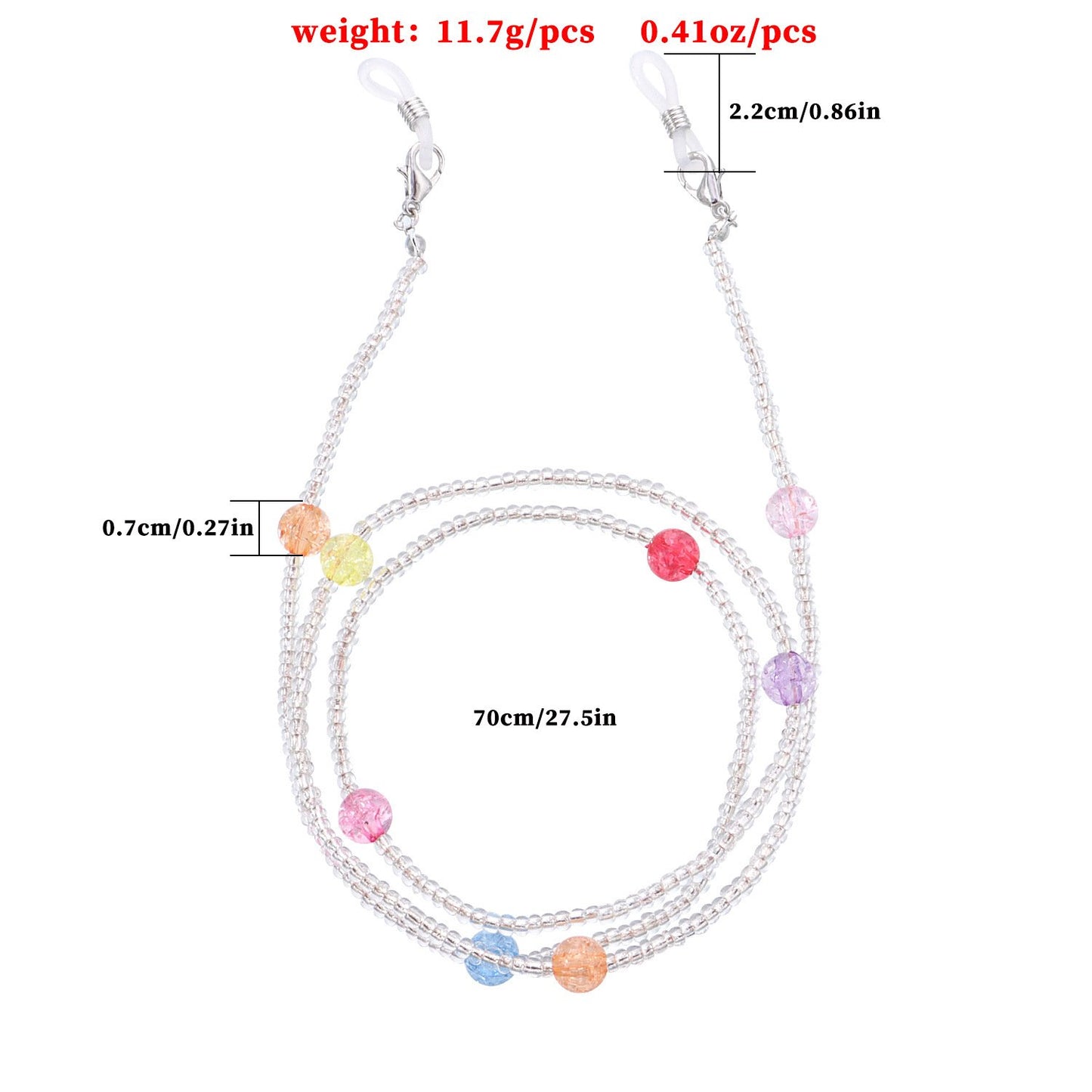 Jewelry fashion color mix and match bead glasses chain ladies transparent rice beads handmade wear