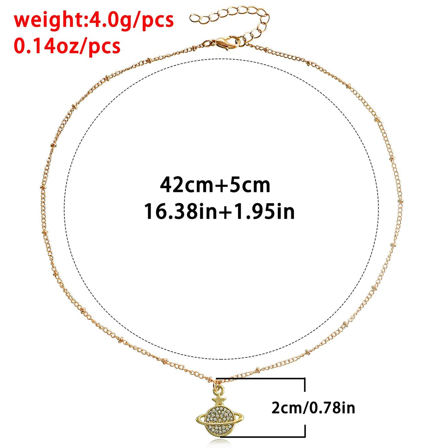 Jewelry Simple Diamond Cosmic Planet Pendant Necklace Female Light Luxury Niche Hundred Towers Necklace