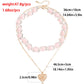 Jewelry ins double-layer pink love beaded necklace female niche design light luxury clavicle chain