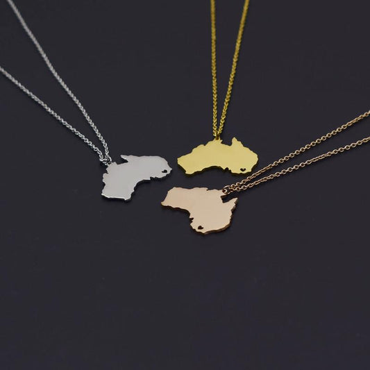 Simple personality titanium steel Australian map necklace pendant female popular all-match heart-shaped pendant