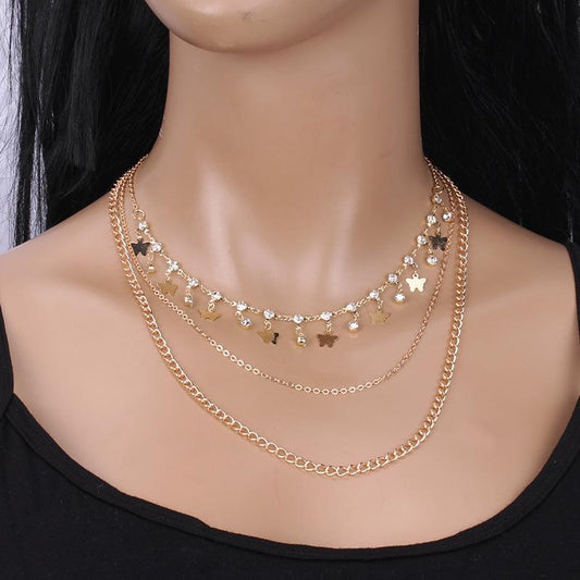 Diamond Butterfly Necklace Female Pendant Clavicle Chain Ins Light Luxury Niche Design Sense