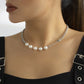 Jewelry Fashion Sweet Cool Paper Clip Chain Necklace Personality Retro Imitation Pearl Metal Necklace