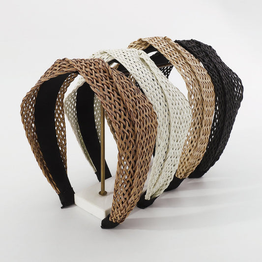F454 Bohemian leisure vacation fashion headband weaving hollow out going out knotted creative personality headband