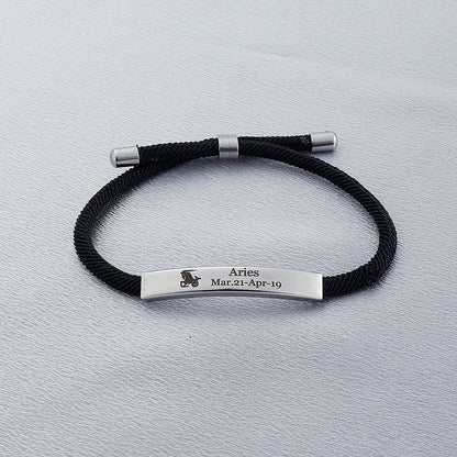 12 Constellation Black Bracelet Handwoven Adjustable Lettering Bracelet Holiday Gift Ladies