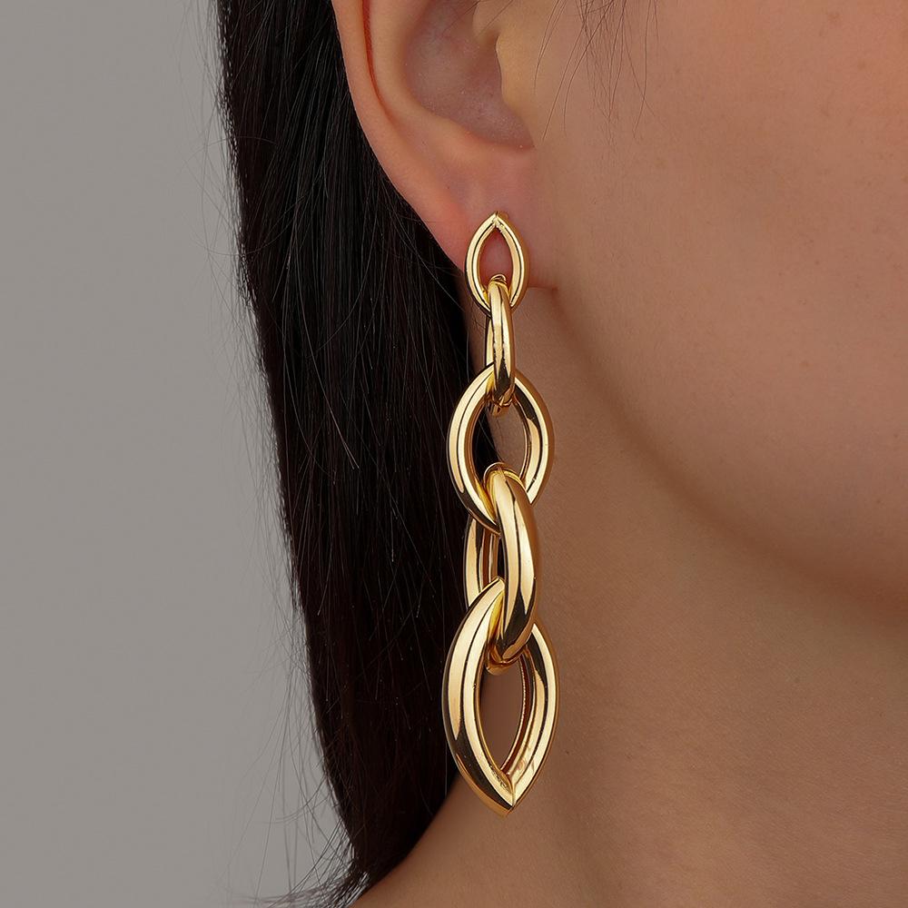 Punk Long Hollow Metal Geometric Earrings Personality Creative Temperament Fashion Trend Earrings