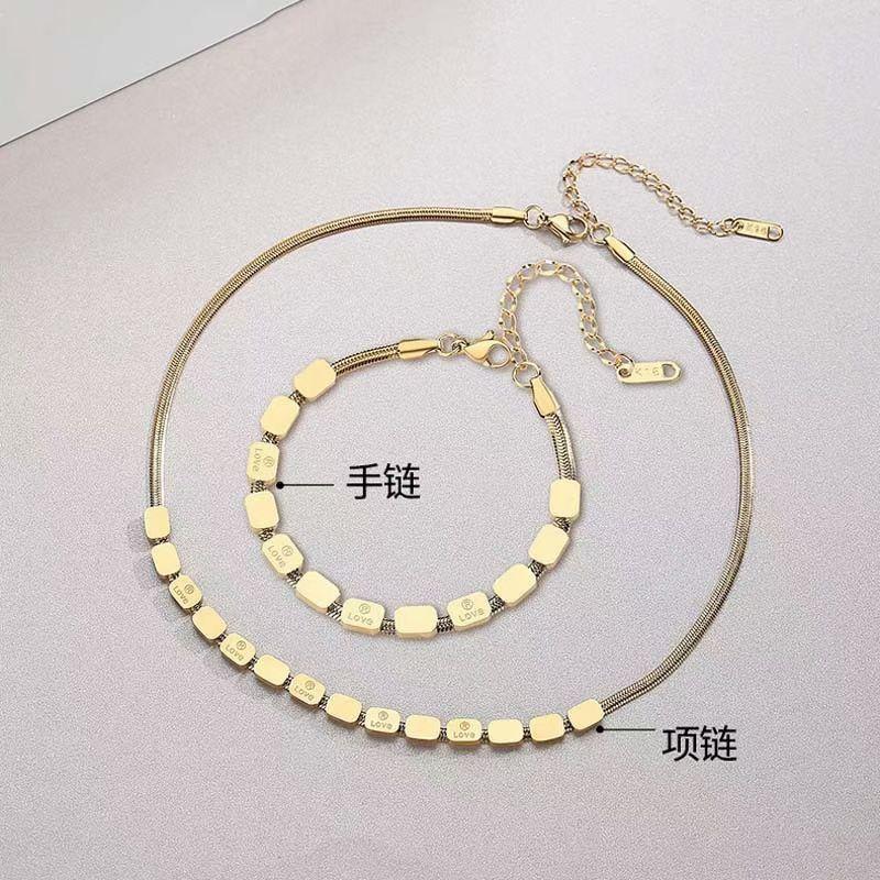 LOVE Alphabet Geometric Rubik's Cube Necklace Female Minority Temperament Titanium Steel Clavicle Chain Simple and Cold Couple Gift