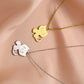 Dongdaemun Fashion Personality Titanium Steel Necklace Female Cute Kitten Girl Pendant Simple Design Clavicle Chain
