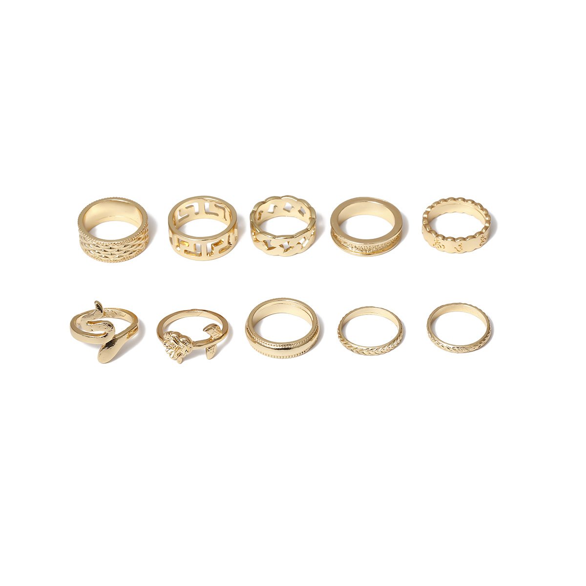 Jewelry multi-element geometric mix-and-match ring jewelry simple fun snake-shaped suit ring female