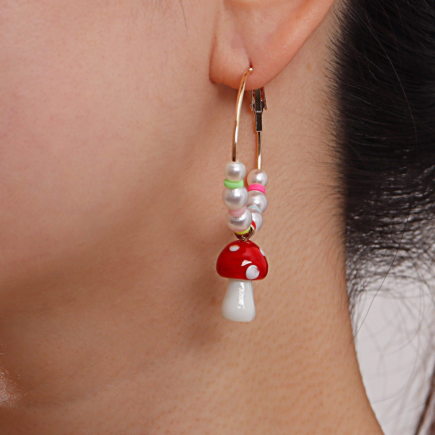 Jewelry Small Fresh Beaded Mushroom Pendant Earrings Earrings Personality Simple Versatile Temperament Earrings