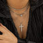 Jewelry Hip Hop Trendy Diamond Cross Necklace Set Fashion Metal Chain Clavicle Necklace