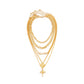 Jewelry retro multi-layer embossed cross portrait necklace hip-hop personality letter chain necklace
