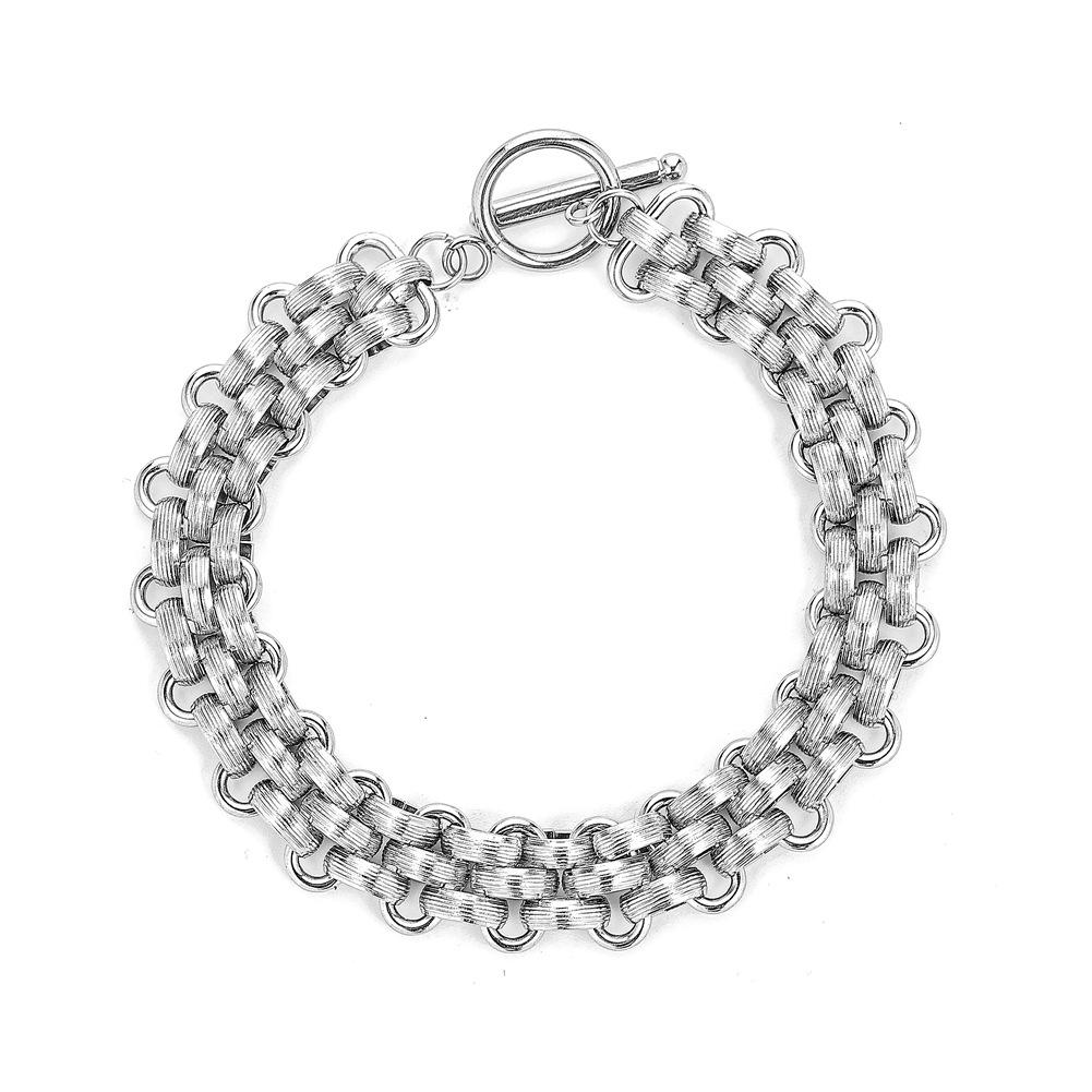 Neutral and indifferent stainless steel love round plate thick chain men's hip-hop bracelet