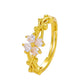 Retro micro-inlaid zircon four-leaf clover ring female fashion personality vine winding adjustable flower index finger ring