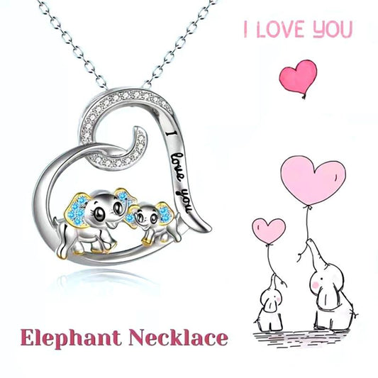 Jewelry Mother and Child Elephant Love Pendant Necklace Female Niche Design Sense Cute Cartoon Animal Jewelry