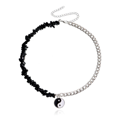 Jewelry punk little angel sweet cool dripping oil Tai Chi gossip necklace women's necklace does not fade