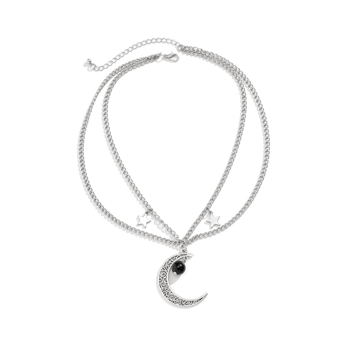 Jewelry Retro Sweet Cool Crescent Moon Star Tassel Necklace Female Simple Geometric Metal Chain Necklace