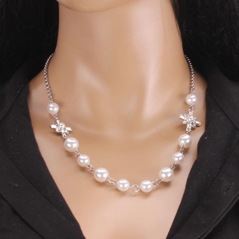 Jewelry Retro Stainless Steel Chain Fashion Simple Creative Imitation Pearl Diamond Accessories Women