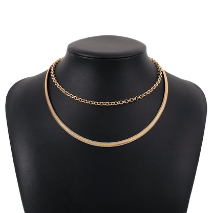 N1755 Jewelry Metal Texture Simple Snake Bone Chain Necklace Personality Trendy Sweet Cool Necklace